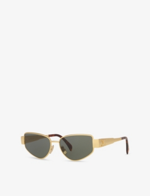 Celine Womens Gold Cl40293u Metaltriomphe Square-frame Metal Sunglasses
