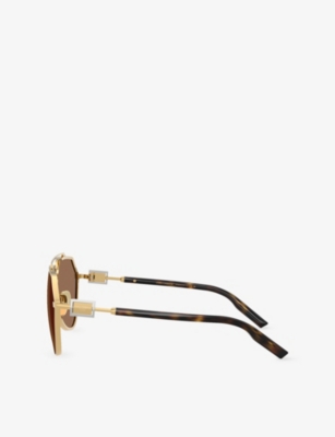 Dolce & Gabbana Womens Gold Dg2315 Pilot-frame Metal Sunglasses In Brown