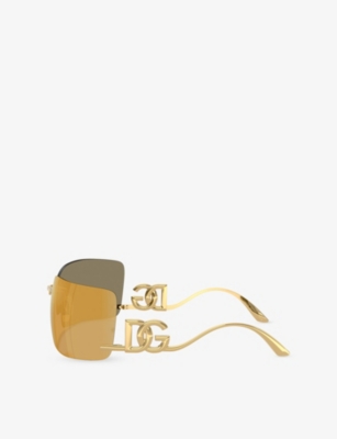 Dolce & Gabbana Womens Gold Dg2319 Irregular-frame Metal Sunglasses In Gold