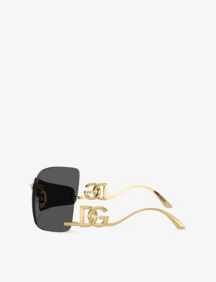 Dolce & Gabbana Womens Gold Dg2319 Irregular-frame Metal Sunglasses In Gray