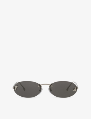 FENDI: FE4075US Oval-Frame Metal Sunglasses