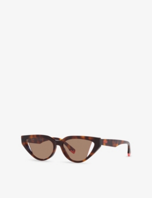 Fendi Womens Brown  Way Cat-eye Tortoiseshell Acetate Sunglasses