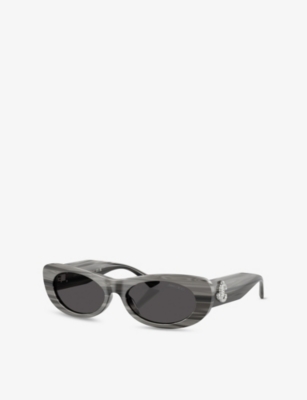 JIMMY CHOO: JC5038BU Oval-Frame Acetate Sunglasses