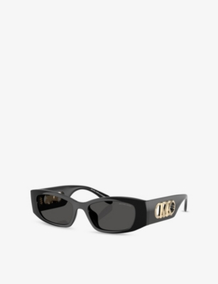 Michael Kors Womens Mk2243u Rhodes Rectangle-frame Acetate Sunglasses Black In Black