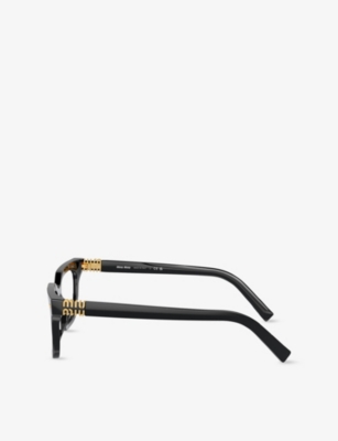 Miu Miu Womens Black Mu 07xv Rectangle-frame Acetate Glasses