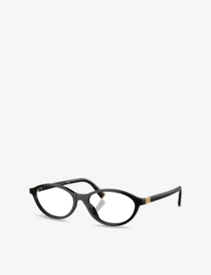 Miu Miu Womens Black Mu 09xv Oval-frame Acetate Glasses