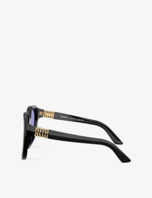 Miu Miu Womens Black Mu A07s Irregular-frame Acetate Sunglasses In Black