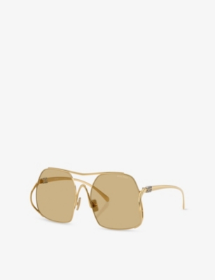 MIU MIU: MU A55S Square-Frame Metal Sunglasses