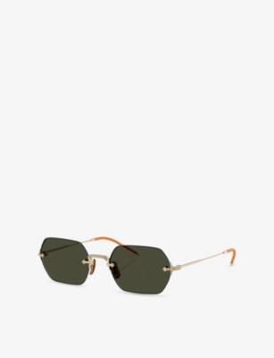Oliver Peoples Womens Gold Ov1353st Tk13 Rectangle-frame Metal Sunglasses