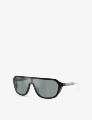 Oliver Peoples Womens Black Ov5591su R-12 Shield-frame Acetate Sunglasses