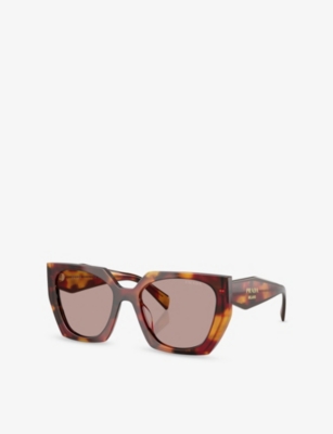 PRADA: PR 15WS Rectangle-Frame Tortoiseshell-Effect Acetate Sunglasses