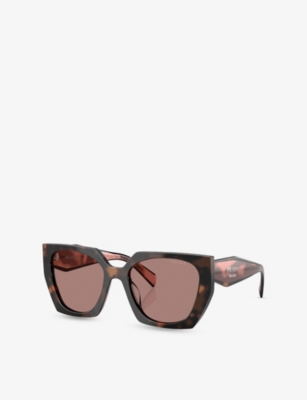 PRADA: PR 15WS Rectangle-Frame Tortoiseshell-Effect Acetate Sunglasses