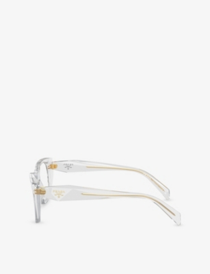 Prada Womens Grey Pr A18v Irregular-frame Acetate Optical Glasses