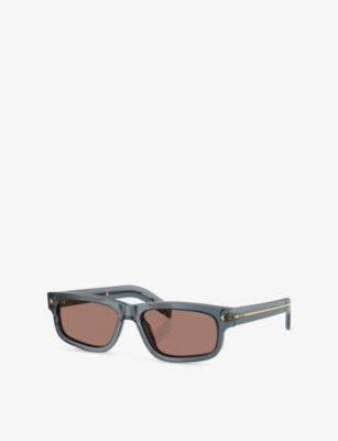 Prada Womens Blue Pr B11s Rectangle-frame Acetate Sunglasses In Green
