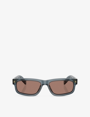 Prada Womens Blue Pr B11s Rectangle-frame Acetate Sunglasses In Green