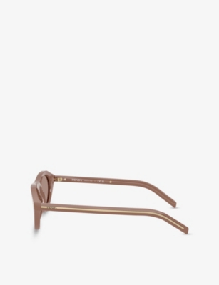 Prada Womens Brown Pr B15s Oval-frame Acetate Sunglasses In Brown