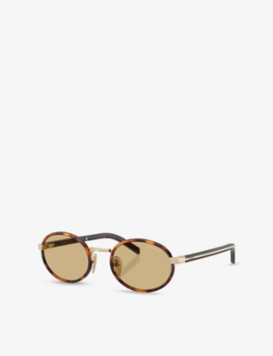 Prada Womens Brown Pr B56s Round-frame Tortoiseshell Metal Sunglasses In Brown