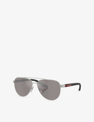 Prada Womens Grey Ps A52s Pilot-frame Metal Sunglasses