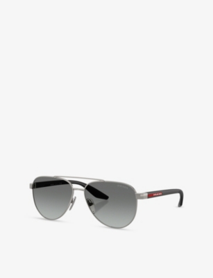 Prada Womens Silver Ps A52s Pilot-frame Metal Sunglasses