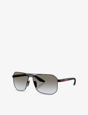 Prada Womens Black Ps A53s Pilot-frame Metal Sunglasses