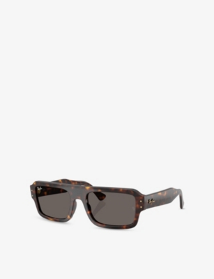 RAY-BAN: RB4454 Lukas Rectangle-Frame Tortoiseshell Acetate Sunglasses
