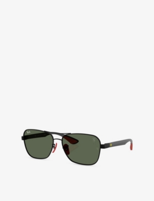 RAY-BAN: RB8336M Scuderia Ferrari Square-Frame Metal Sunglasses