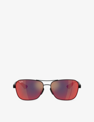 Ray-Ban: RB8336M Ray-Ban x Scuderia Ferrari Square-Frame Metal Sunglasses