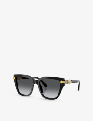 Swarovski Womens Sk6041 Irregular Acetate Sunglasses Black In Black