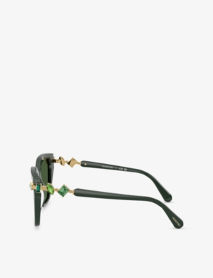 Swarovski Womens Sk6041 Irregular-frame Acetate Sunglasses Green In Green