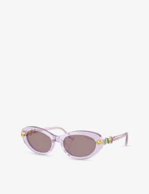 SWAROVSKI: SK6042 Oval-Frame Acetate Sunglasses