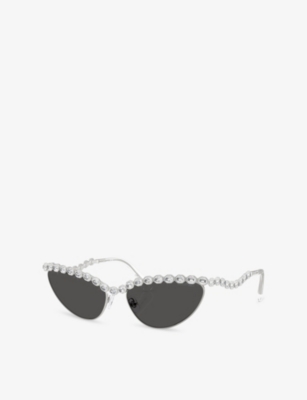 SWAROVSKI: SK7030 Cat Eye-Frame Metal Sunglasses