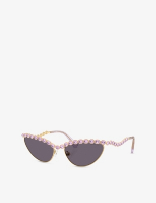 SWAROVSKI: SK7030 Cat Eye-Frame Metal Sunglasses