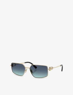 TIFFANY & CO: TF3111 Rectangle-Frame Metal Sunglasses