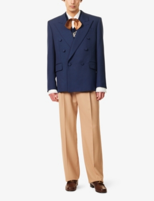 VALENTINO GARAVANI: Double-Breasted Peak-Lapel Wool Blazer