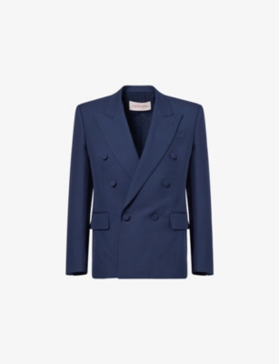 VALENTINO GARAVANI: Double-Breasted Peak-Lapel Wool Blazer
