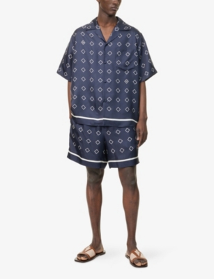 VALENTINO GARAVANI: VLogo Diamond Printed Silk Bowling Shirt