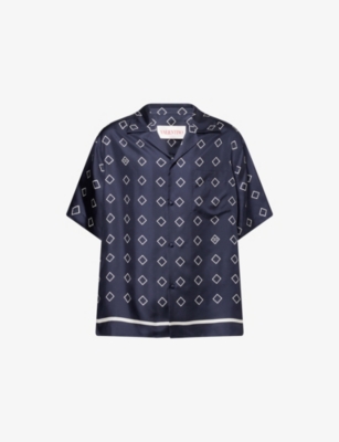 VALENTINO GARAVANI: VLogo Diamond Printed Silk Bowling Shirt