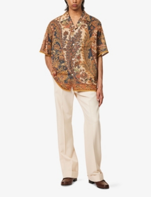 VALENTINO GARAVANI: Camp-Collar Floral Cotton Bowling Shirt