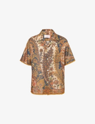 VALENTINO GARAVANI: Camp-Collar Floral Cotton Bowling Shirt