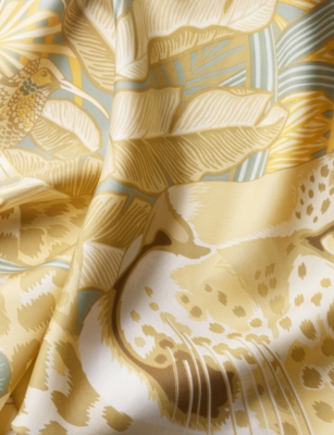 Shop Cartier Womens Green And Yellow Panther In The Jungle Silk Scarf