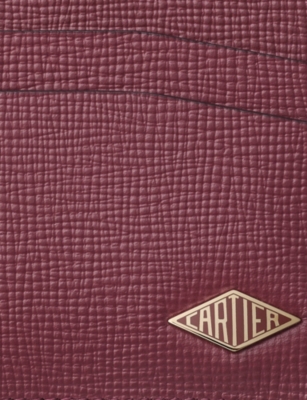 Shop Cartier Womens Burgundy  Losange Double Leather Card Holder