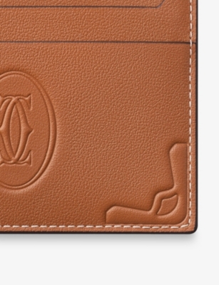 Cartier Womens Must De  Leather Double Card Holder In Caramel