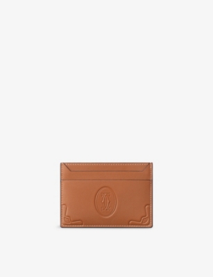 Cartier Womens Must De  Leather Double Card Holder In Caramel