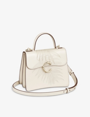 CARTIER: Panthère de Cartier Small Embroidered Leather Top-Handle Bag