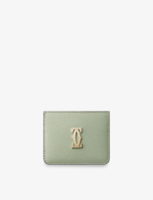 Cartier Leather C De  Simple Card Holder In Sage Green