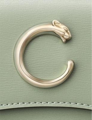 Cartier Womens Sage Green Panthère De  Mini Leather Wallet In Sage Green