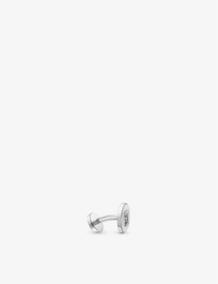 Cartier Mens Silver And White Double C De  Sterling-silver And Mother-of-pearl Cufflinks