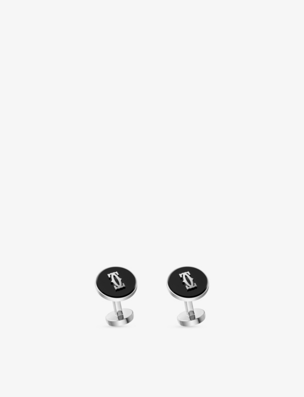 Double C de Cartier Sterling-Silver and Onyx Cufflinks