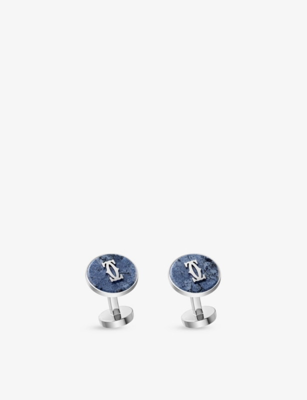 Double C de Cartier Sterling-Silver and Dumortierite Cufflinks