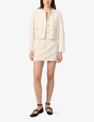 MAJE: Guipure Cropped Woven Jacket
